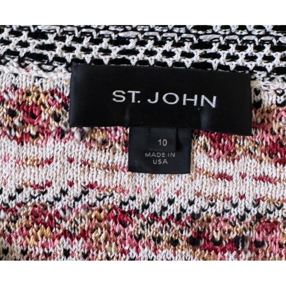 St John Tweed Knit Jacket Textured Full Zip Long Sleeve Womens Size 10 USA Made - Picture 9 of 12